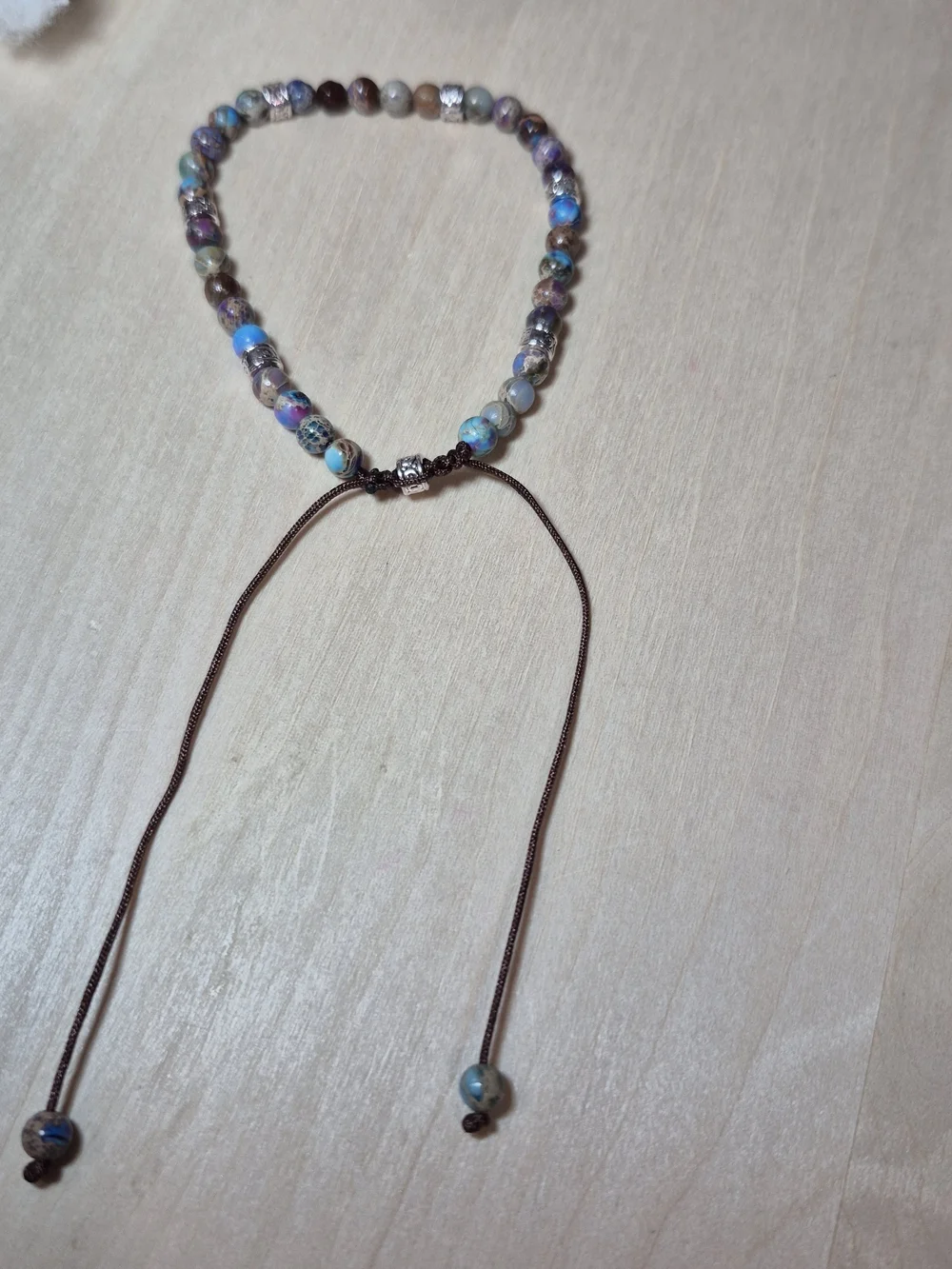 💜🩶NEW💜🩶 PRETTY!! 4MM PURPLE FLOWER STONE Adjustable Bracelet